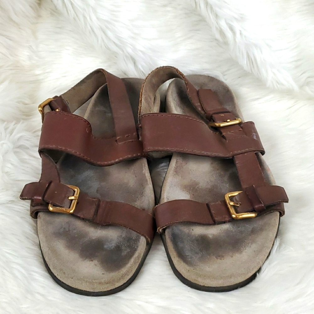Prada Brown Leather Strappy Buckle Sandals Men's Size 10 Luxury Designer